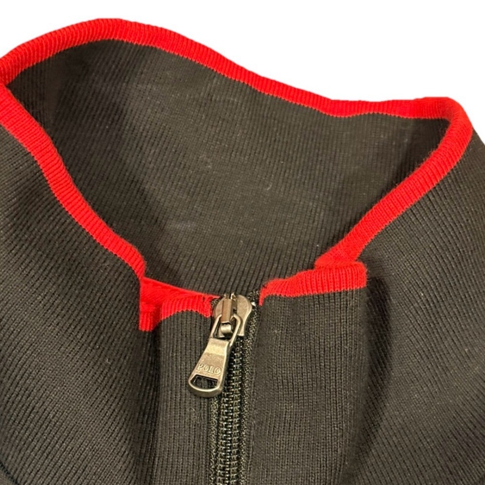 Polo Ralph Lauren Interlock Track Jacket Black White Stripe Mockneck Full Zip L - Picture 5 of 12